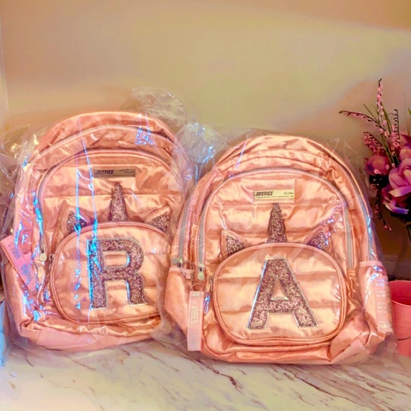 justice monogram backpack
